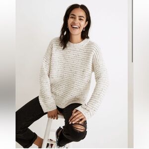 Madewell Donegal Elsmere Cream Ribbed Knit Pullover Sweater